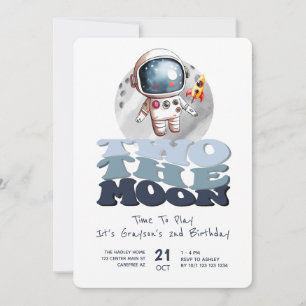 Zwei zum Mond 2. Geburtstag Astronaut Einladung