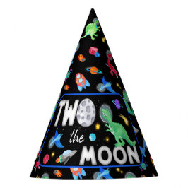 Zwei zum Mond Dinosaurier Astronaut 2. Geburtstag Partyhütchen