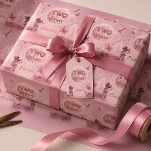 Zwei zum Mond Geburtstag Geschenkpapier