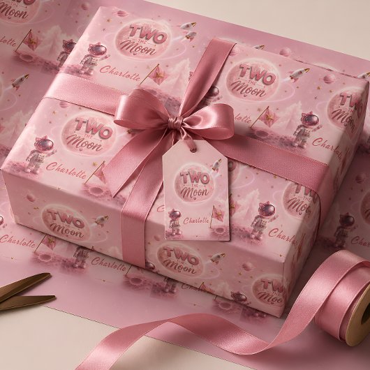 Zwei zum Mond Geburtstag Geschenkpapier