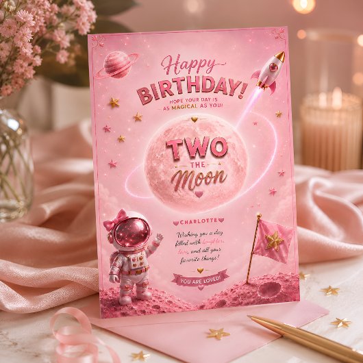Zwei zum Mond Geburtstag Karte