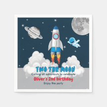Zwei zum Mond Junge Weltraum Rakete 2. Geburtstag 