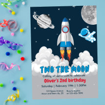Zwei zum Mond Junge Weltraumrakete 2. Geburtstag 