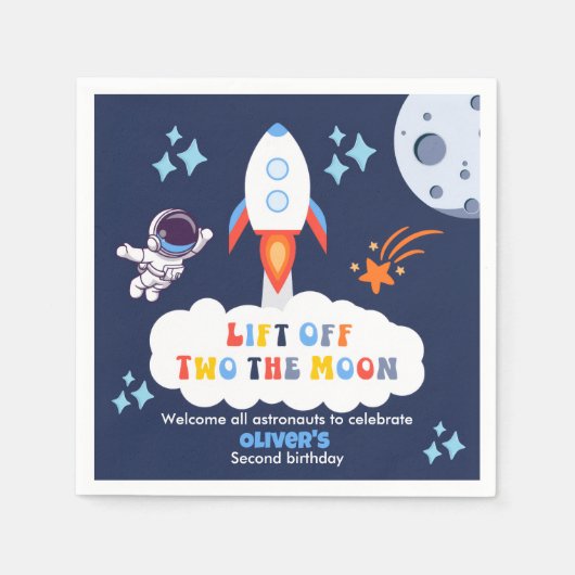 Zwei zum Mond Junge Weltraumrakete startet zum 2. Serviette (Vorderseite)