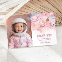 Zwei zum Mond Mädchen Geburtstag Foto Danksagungsk