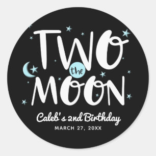 ZWEI ZUM MOND Raketenschiff Weltraum 2. Geburtstag Runder Aufkleber