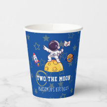 Zwei Zum Mond Zweiter Geburtstag Junge Papiertasse