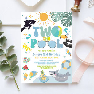 Zwei zum Pool Pool Party Sommer 2. Geburtstag Einladung