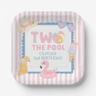 Zwei zum Pool Sommer-Poolparty 2. Geburtstag Pappteller