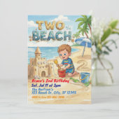 Zwei zum Strand 2. Geburtstag Einladung (Stehend Vorderseite)