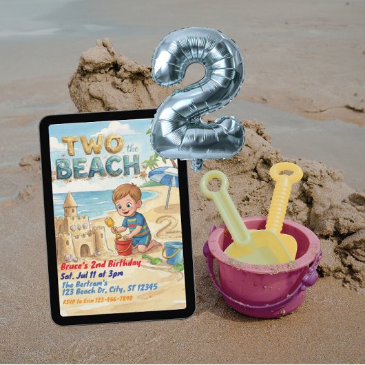 Zwei zum Strand 2. Geburtstag Einladung