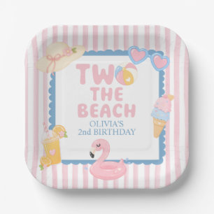 zwei zum Strand Küsten Sommer 2. Geburtstag Pappteller