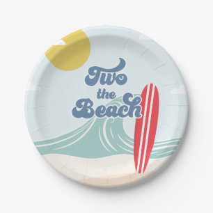 Zwei zum Strand Surfen Strand 2. Geburtstag Pappteller