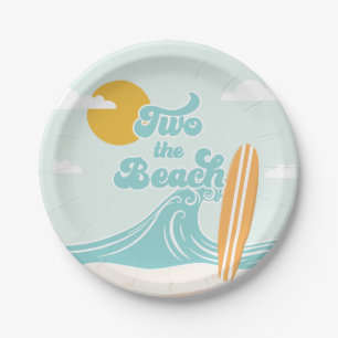 Zwei zum Strand Surfen Strand 2. Geburtstag Pappteller