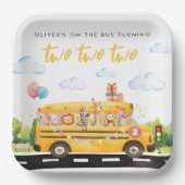 Zwei zwei Schulbusplätze Pappteller (Vorderseite)