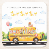 Zwei zwei Schulbusse Rechteckiger Pappuntersetzer (Vorderseite)