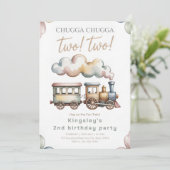 Zwei Zwei Zug Geburtstag Einladung (Stehend Vorderseite)