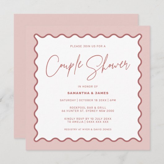 Zwei zweiteilige Dusche an der Grenze Einladung (Vorne/Hinten)