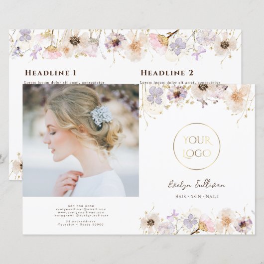 Zweifach-Broschüre getrocknete Blume (Vorne/Hinten)