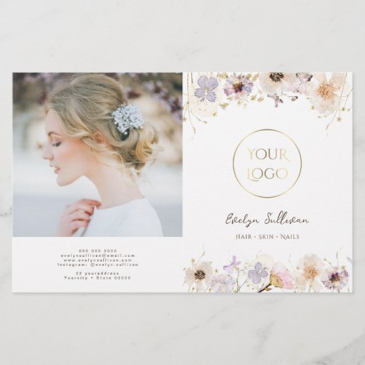 Zweifach-Broschüre getrocknete Blume (Vorderseite)