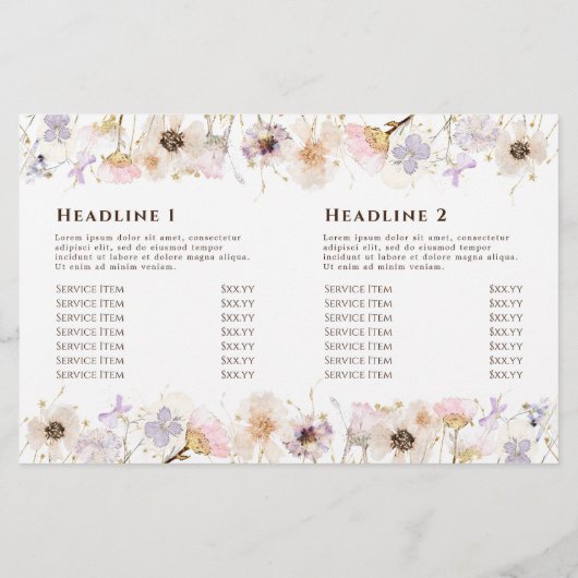 Zweifach-Broschüre getrocknete Blume (Rückseite)