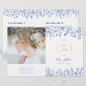 Zweifache Broschüre für blaue Wildblumen (Vorne/Hinten)