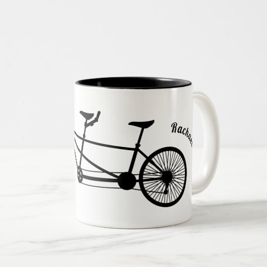 Zweifache Namen für schwarz-weiß Tandem-Fahrrad Zweifarbige Tasse (VorderseiteRechts)