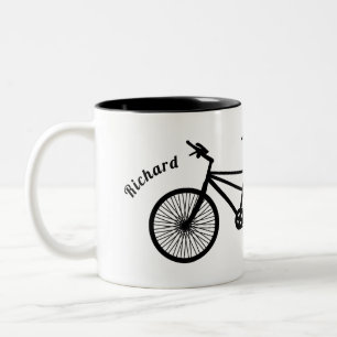 Zweifache Namen für schwarz-weiß Tandem-Fahrrad Zweifarbige Tasse