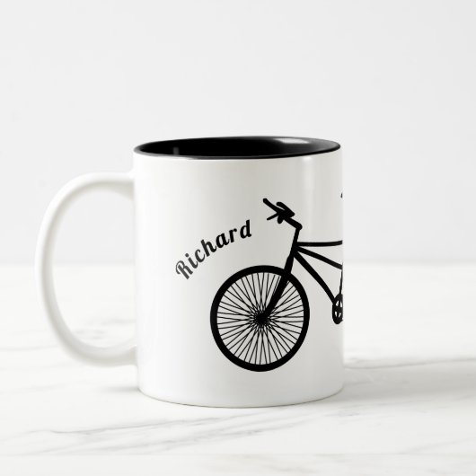 Zweifache Namen für schwarz-weiß Tandem-Fahrrad Zweifarbige Tasse (Links)