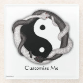 Zweifache Serpente (weiß/schwarz) Glasuntersetzer (Vorderseite)