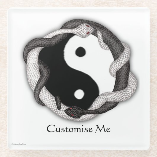 Zweifache Serpente (weiß/schwarz) Glasuntersetzer (Vorderseite)