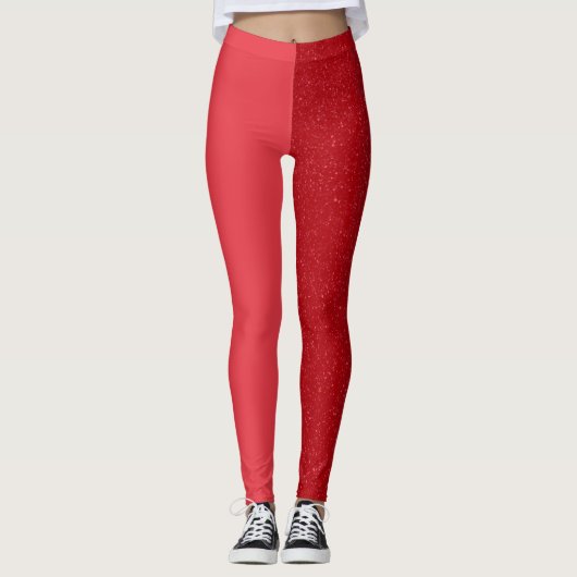 Zweifarbig rote maßgeschneiderte Leggings – revers (Vorderseite)