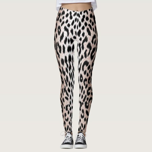 Zweifarbige Cheetah Leopard Print Leggings (Vorderseite)