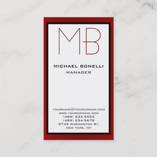 Zweifarbige rote Grenzkarte Visitenkarte (Vorderseite)