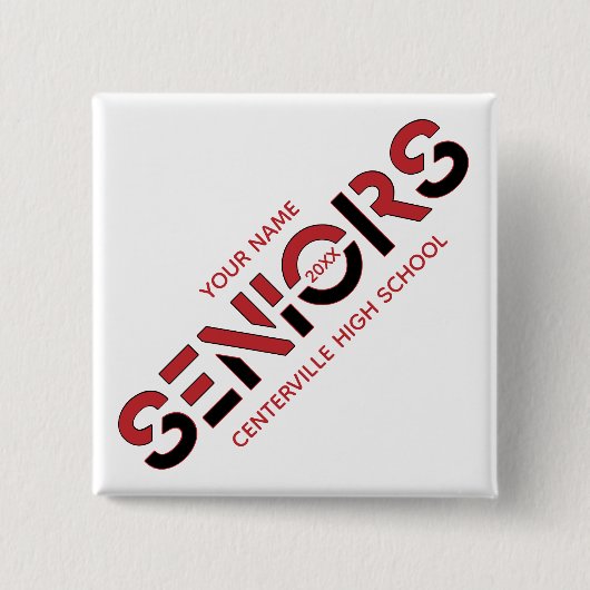 Zweifarbige rote und schwarze Buchstaben Button (Vorderseite)