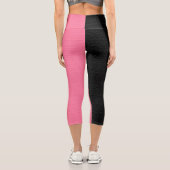 Zweifarbige Streifen mit rosa und schwarz Capri Leggings (Rückseite)