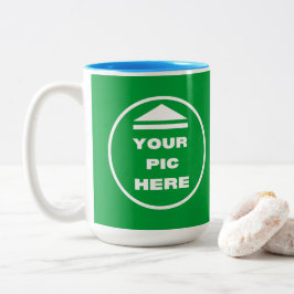 Zweifarbige Tasse - Bild 15 oz, Weiß, Blau hinzufü