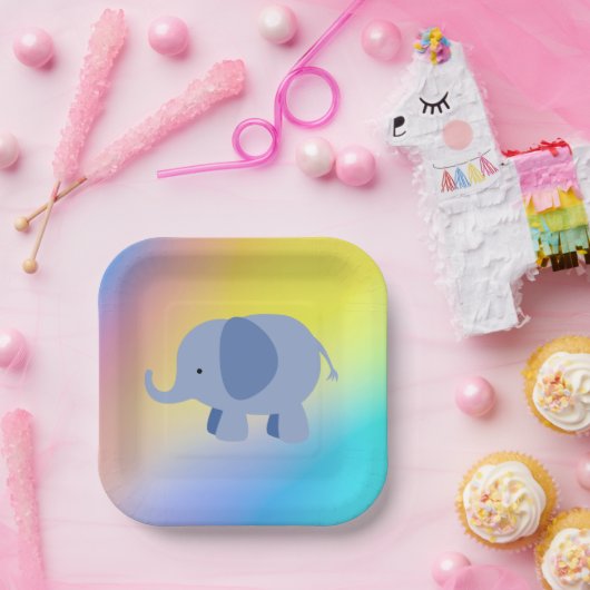 Zweifarbiger blauer Elefant mit Farbverlauf-Kunst Pappteller (Party)
