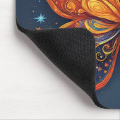 Zweifarbiger Schmetterling über strahlender Sonne Mousepad (Ecke)