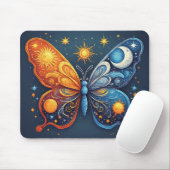 Zweifarbiger Schmetterling über strahlender Sonne Mousepad (Mit Mouse)