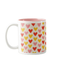 Zweifarbiges, handgezeichnetes rosa Herzen Kaffeet