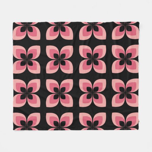 Zweifarbiges rosa Blume-Muster Fleecedecke (Vorderseite (Horizontal))