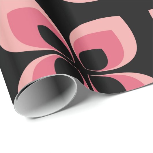 Zweifarbiges rosa Blume-Muster Geschenkpapier (Rolleneckpunkt)