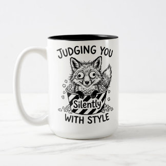 Zweifarbiges Sly Fox Judging Humor Zitat Tasse