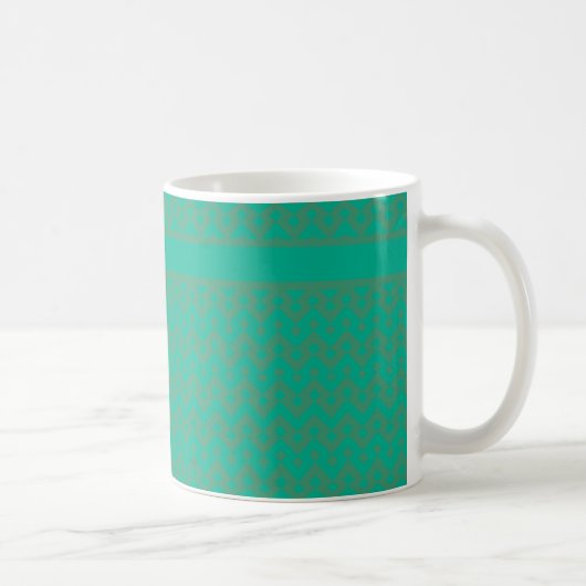 Zweifarbiges Smaragdgrün geometrisches Muster Kaffeetasse (Rechts)