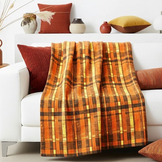 Zweifelhafte orange Karos Fleecedecke