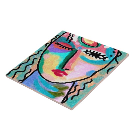 Zweifelsfreies Abstraktes Portrait einer Frau Fliese (Seite)