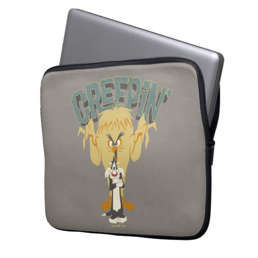 ZWEIFELVESTER MONSTER™ "Creepin" hinter SYLVESTER™ Laptopschutzhülle (Vorderseite Links)