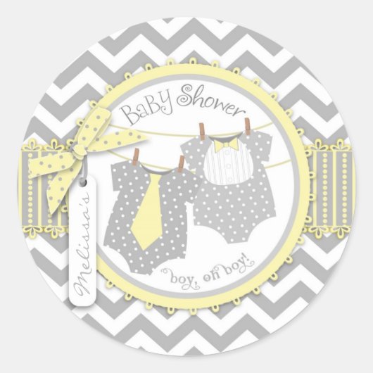 Zweiflügelboys Krawatte Krawatte Zickzack Print Ba Runder Aufkleber (Vorderseite)