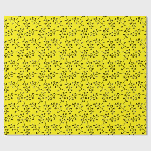 Zweig aus schwarzer Pflanze auf Gelb Geschenkpapier (Flach)